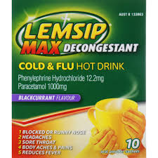 LEMSIP Max Cold & Flu Decongestant Blackcurrant 10 sachets
